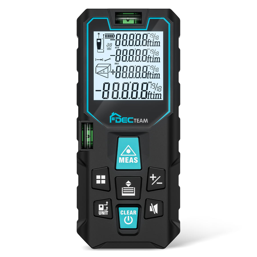 D8 Series Laser Distance Area Volume Pythagorean Meter with Real Time Measuring & 2 Bubble Levels D8 Series Laser Distance Area Volume Pythagorean Meter with Real Time Measuring & 2 Bubble Levels