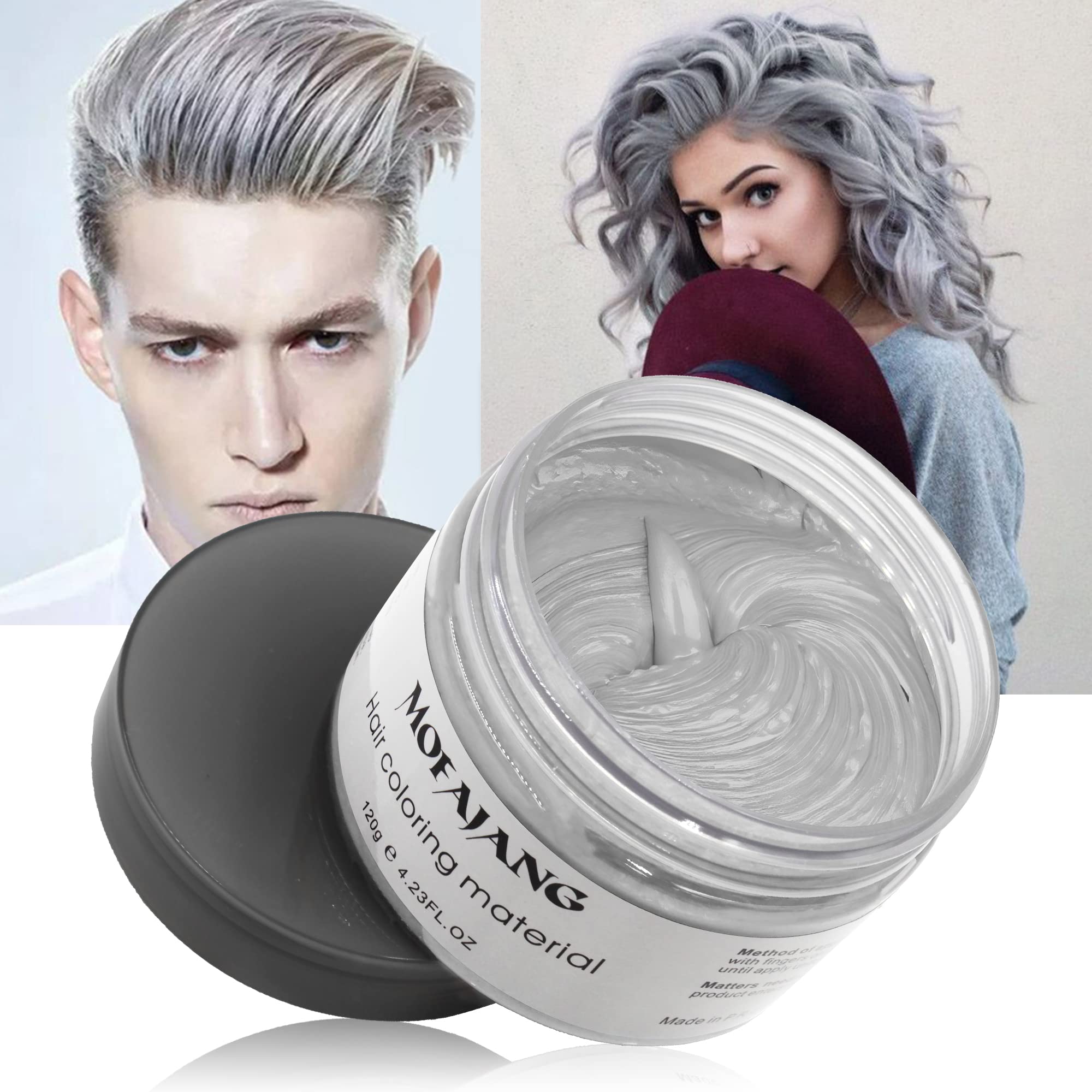 Silver Gray Temporary Hair Dye Wax - Instant Colored Hair Dye Wax, Natural  Hair Pomades Hairstyle Cream for Men Women Party, Festival, Cosplay 